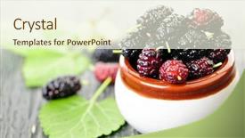  Presentation with berries - Slide set consisting of ripe mulberry berries background and a cream colored foreground