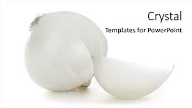  Presentation with ripe golden potato on white - Theme enhanced with ripe onion on white background background and a white colored foreground