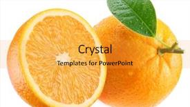  Presentation with isolated fall oak leaf - Presentation theme featuring ripe orange and its half background and a gold colored foreground