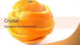  Presentation with orange 1950s - Presentation theme enhanced with ripe orange cut into slices background and a gold colored foreground