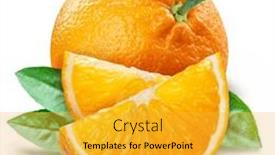  Presentation with orange-fruit - Presentation theme with ripe-orange-fruit-and-orange and a gold colored foreground