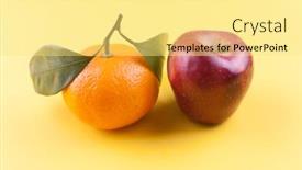  Presentation with orange fruit - Slide set enhanced with ripe-orange-fruit-on-yellow background and a blonde colored foreground