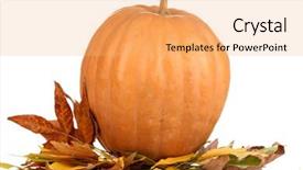  Presentation with yellow orange - PPT layouts consisting of ripe orange pumpkin yellow autumn leaves isolated on white background and a yellow colored foreground