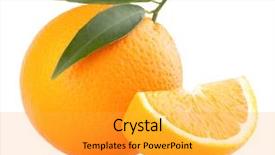  Presentation with orange slice - Slide set with ripe orange with a slice background and a yellow colored foreground