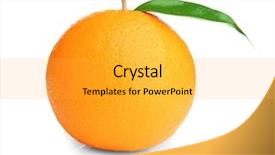  Presentation with orange green white - Amazing slide deck having ripe orange with green leaf backdrop and a yellow colored foreground