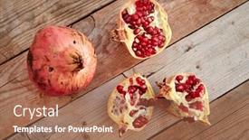  Presentation with pomegranate - PPT theme consisting of ripe-organic-pomegranate-on-teh background and a coral colored foreground