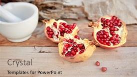  Presentation with pomegranate - PPT theme featuring ripe-organic-pomegranate-on-teh background and a coral colored foreground