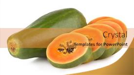  Presentation with papaya - Amazing PPT theme having ripe papaya isolated on white background backdrop and a gold colored foreground
