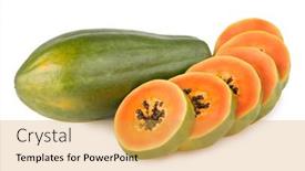  Presentation with papaya - Slides enhanced with ripe-papaya-isolated-on-white background and a yellow colored foreground