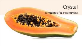  Presentation with papaya - Beautiful presentation design featuring ripe papaya isolated on white background backdrop and a yellow colored foreground