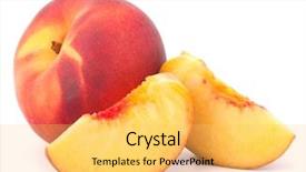  Presentation with fruit - Presentation theme with ripe peach fruit isolated background and a yellow colored foreground