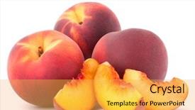  Presentation with fruit - Presentation theme consisting of ripe peach fruit isolated background and a yellow colored foreground