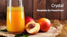  Presentation with juice - Slide deck with ripe peaches and glass background and a tawny brown colored foreground