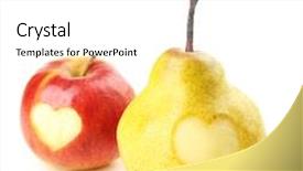  Presentation with apple pear - Cool new PPT layouts with cute little girl with cat outdoors backdrop and a seafoam green colored foreground