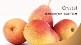  Presentation with pear - Beautiful slides featuring ripe pear fruit isolated on white background cutout backdrop and a lemonade colored foreground