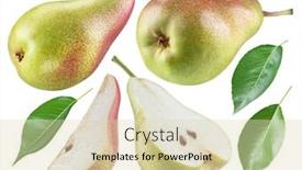  Presentation with pear - PPT theme enhanced with ripe pear half of pear and pear leaves on white background file contains clipping path for each item background and a soft green colored foreground