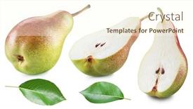  Presentation with apple pear quince - Audience pleasing slide deck consisting of ripe-pear-half-of-pear backdrop and a cream colored foreground