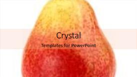  Presentation with pear - Amazing PPT theme having ripe pear with leaf backdrop and a coral colored foreground