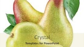  Presentation with pear - Audience pleasing presentation design consisting of ripe pears with a pear leaves on white background file contains clipping path backdrop and a yellow colored foreground