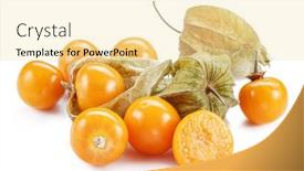  Presentation with golden berry - Slides featuring ripe-physalis-or-golden-berry background and a blonde colored foreground