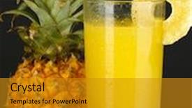  Presentation with pineapple - Amazing presentation theme having ripe pineapple and juice glass isolated on black backdrop and a gold colored foreground