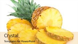  Presentation with pineapple - PPT theme having ripe pineapple isolated on white background and a yellow colored foreground