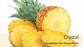  Presentation with pineapple - Presentation design with ripe pineapple isolated on white background and a yellow colored foreground
