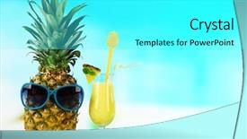  Presentation with sun flares on a blue - PPT layouts having smoothie in glass on blue background and a cyan colored foreground