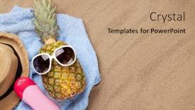  Presentation with space travel - Beautiful slide set featuring ripe-pineapple-with-sunglasses-over backdrop and a coral colored foreground