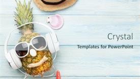  Presentation with space travel - Amazing theme having ripe-pineapple-with-sunglasses backdrop and a sky blue colored foreground