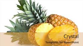 Presentation with pineapple - Amazing presentation design having ripe pineapples isolated on white backdrop and a gold colored foreground