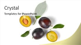  Presentation with fall leaves border white - Slides having ripe plums with leaves background and a white colored foreground