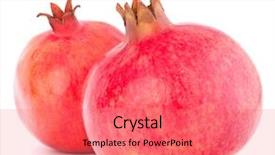  Presentation with pomegranate fruit - Presentation design enhanced with ripe pomegranate fruit isolated on white background cutout background and a coral colored foreground