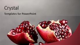  Presentation with pomegranate fruit - Audience pleasing presentation theme consisting of ripe pomegranate fruit on grey backdrop and a  colored foreground