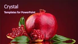  Presentation with pomegranate fruit - Cool new PPT theme with sub tropical fruits - ripe pomegranate fruit with leaves backdrop and a wine colored foreground