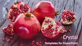  Presentation with pomegranate - Cool new slide deck with ripe pomegranate fruits backdrop and a tawny brown colored foreground