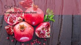  Presentation with pomegranate - Colorful PPT theme enhanced with ripe pomegranate fruits on the wooden background top view backdrop and a coral colored foreground