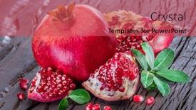  Presentation with pomegranate - Slides with ripe pomegranate fruits on the wooden background macro background and a red colored foreground