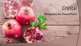  Presentation with pomegranate - Presentation theme enhanced with ripe pomegranate fruits background and a soft green colored foreground