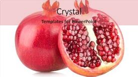  Presentation with pomegranate - PPT theme having ripe pomegranates isolated on white background and a coral colored foreground