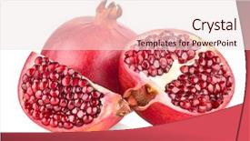  Presentation with pomegranate - Cool new PPT theme with ripe pomegranates isolated on white backdrop and a sky blue colored foreground