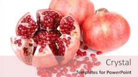  Presentation with pomegranates - Cool new PPT layouts with ripe pomegranates isolated on white backdrop and a lemonade colored foreground