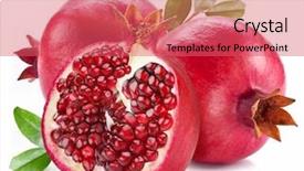  Presentation with pomegranate - Slides having ripe pomegranates with pomegranate leaves background and a coral colored foreground