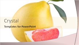  Presentation with background - Colorful slide set enhanced with ripe-pomelo-isolated-on-white backdrop and a yellow colored foreground