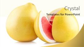  Presentation with white pom pom pom pom - Presentation featuring ripe-pomelo-isolated-on-white background and a blonde colored foreground