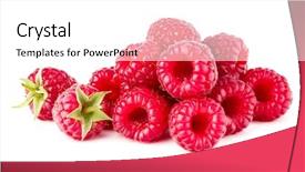  Presentation with background - Presentation theme enhanced with ripe raspberries isolated on white background and a white colored foreground