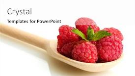  Presentation with mint - Audience pleasing slide set consisting of ripe-raspberries-with-mint backdrop and a white colored foreground