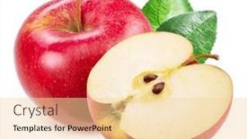  Presentation with green apple - Slide deck featuring ripe-red-apple-apple-slice background and a lemonade colored foreground