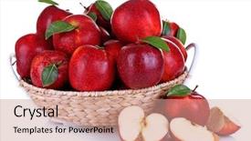  Presentation with red apple tree - Slide deck featuring ripe red apple in wicker background and a coral colored foreground