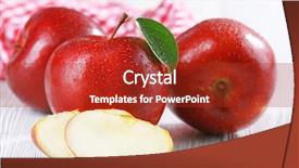  Presentation with food red - Presentation design enhanced with ripe red apples on table background and a crimson colored foreground